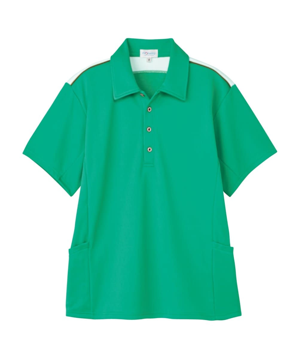 PK372-55　男女兼用半袖ニットシャツ　グリーン