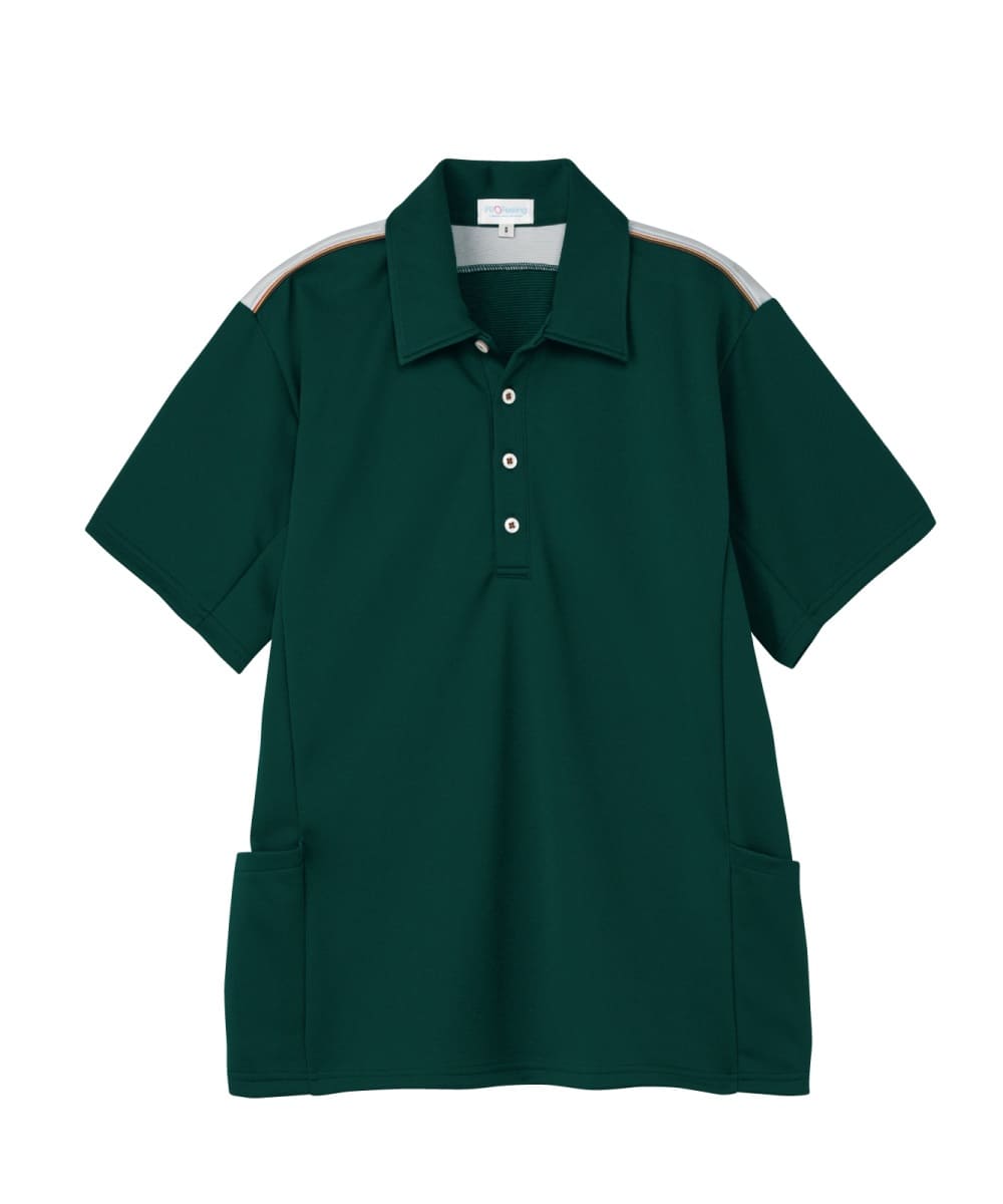 PK372-56　男女兼用半袖ニットシャツ　ダークグリーン
