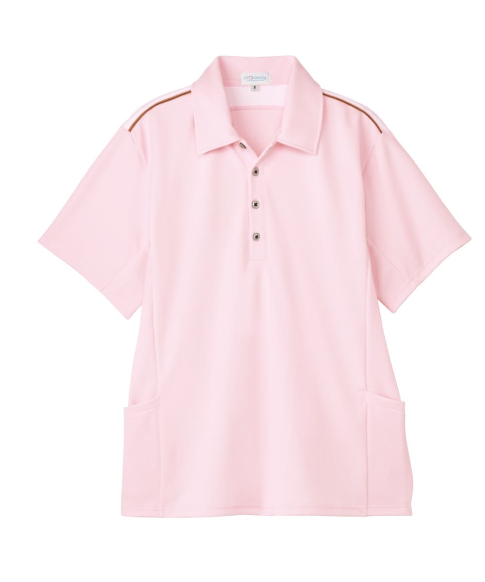 PK372-71　男女兼用半袖ニットシャツ　ペールピンク