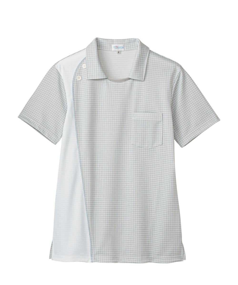 PK375-03　男女兼用半袖ニットシャツ　グレー