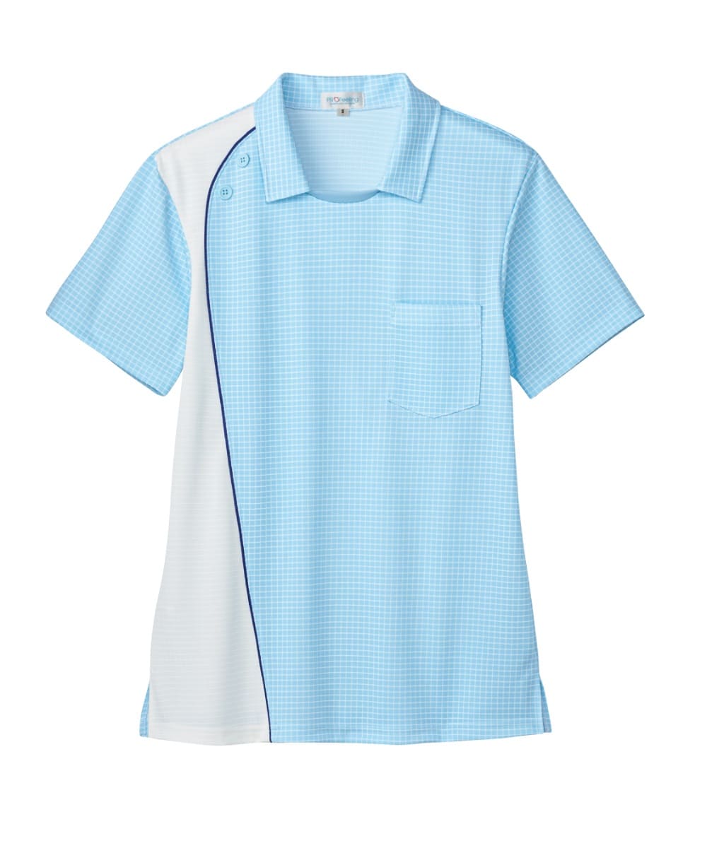 PK375-31　男女兼用半袖ニットシャツ　サックス