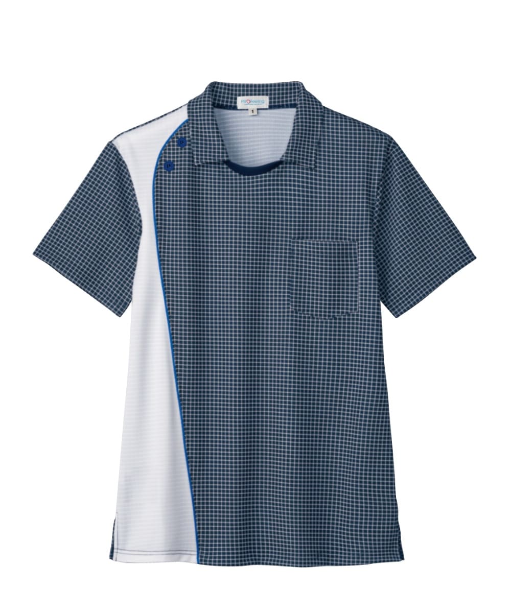 PK375-39　男女兼用半袖ニットシャツ　ネイビー