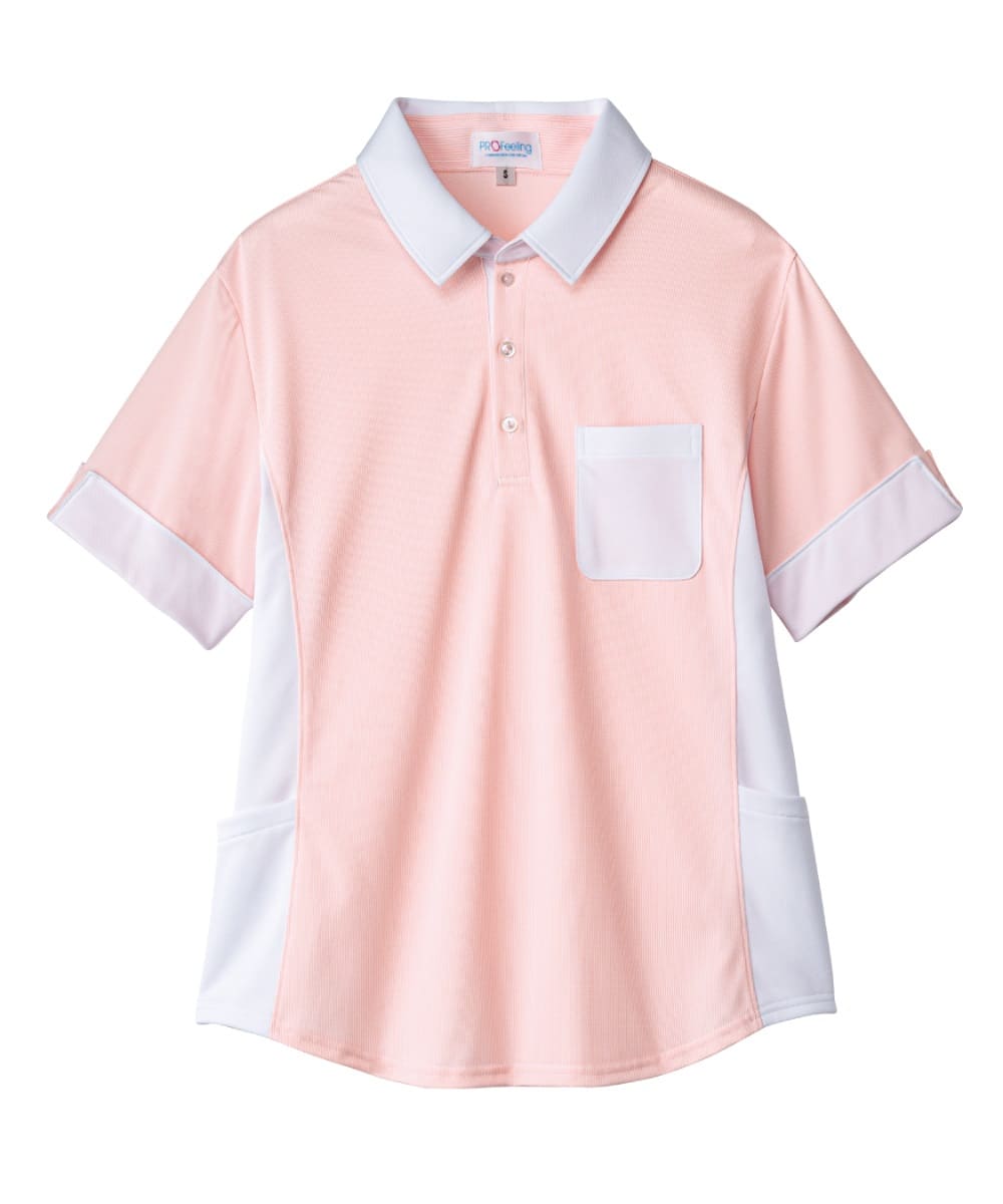 PK377-71　男女兼用半袖ニットシャツ　ピンク