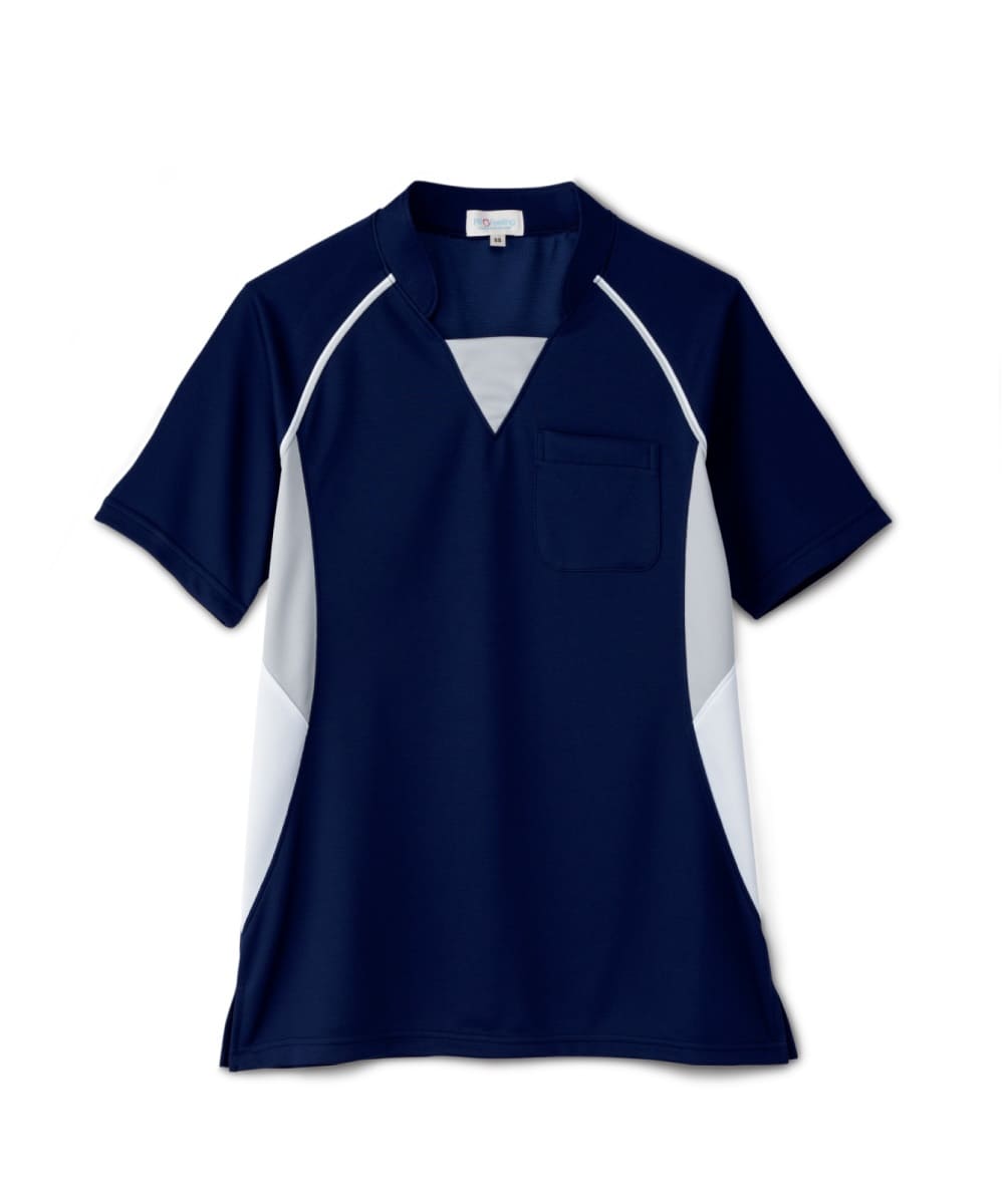 PK390-39　男女兼用半袖ニットシャツ　ネイビー