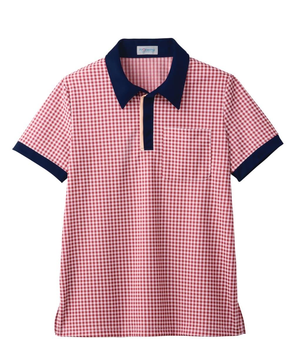 PK394-77　男女兼用半袖ニットシャツ　レッド