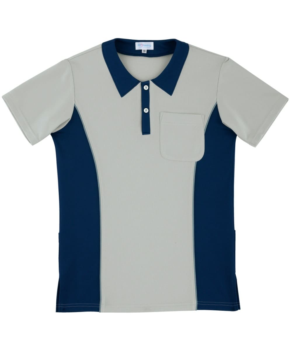 PT310-04　男女兼用ヘンリーネックニットシャツ　シルバーグレー