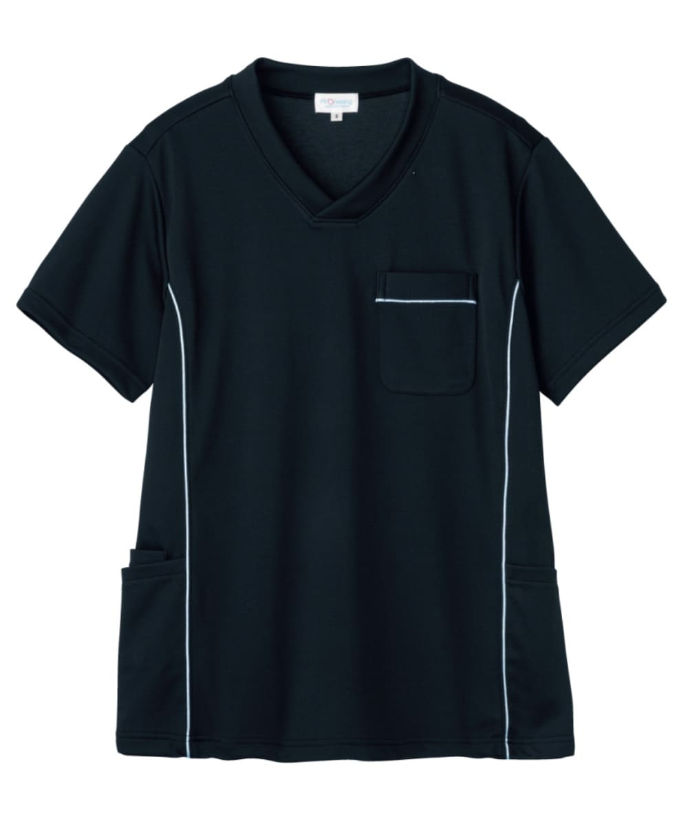 PT318-09　男女兼用ニットスクラブ　ブラック