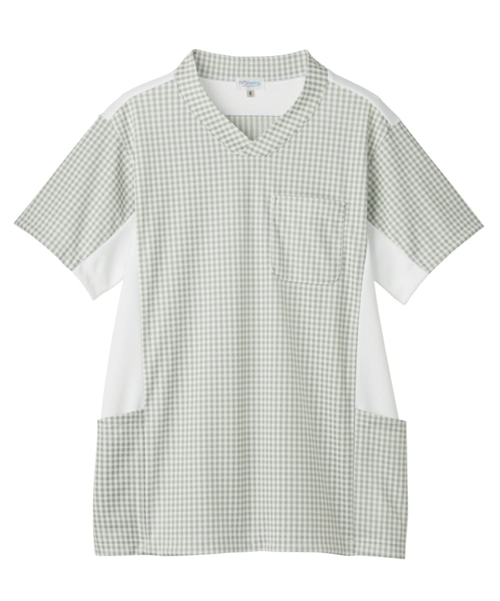 PT319-05　男女兼用ニットギンガムスクラブ　グレー