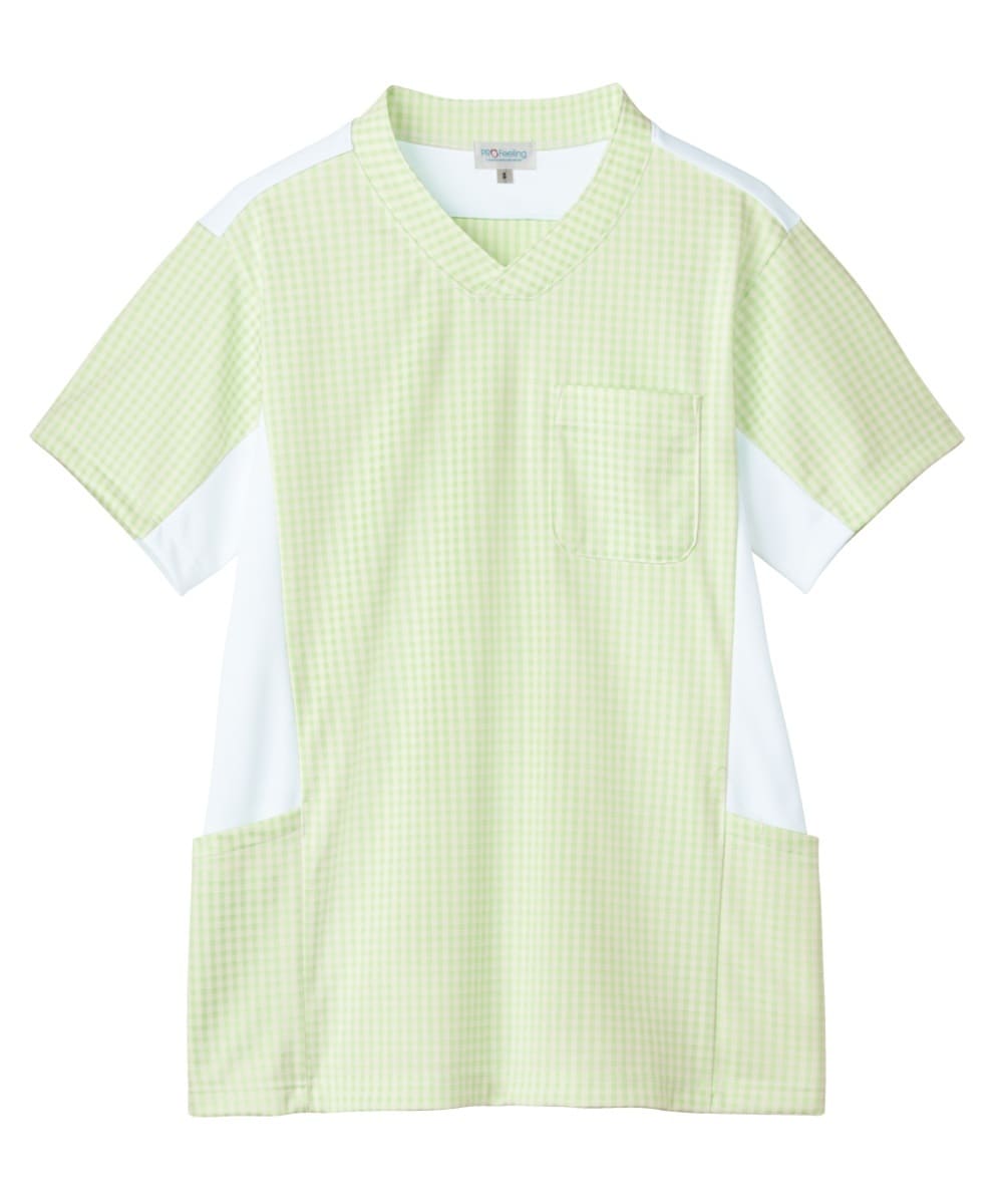 PT319-53　男女兼用ニットギンガムスクラブ　ライトグリーン
