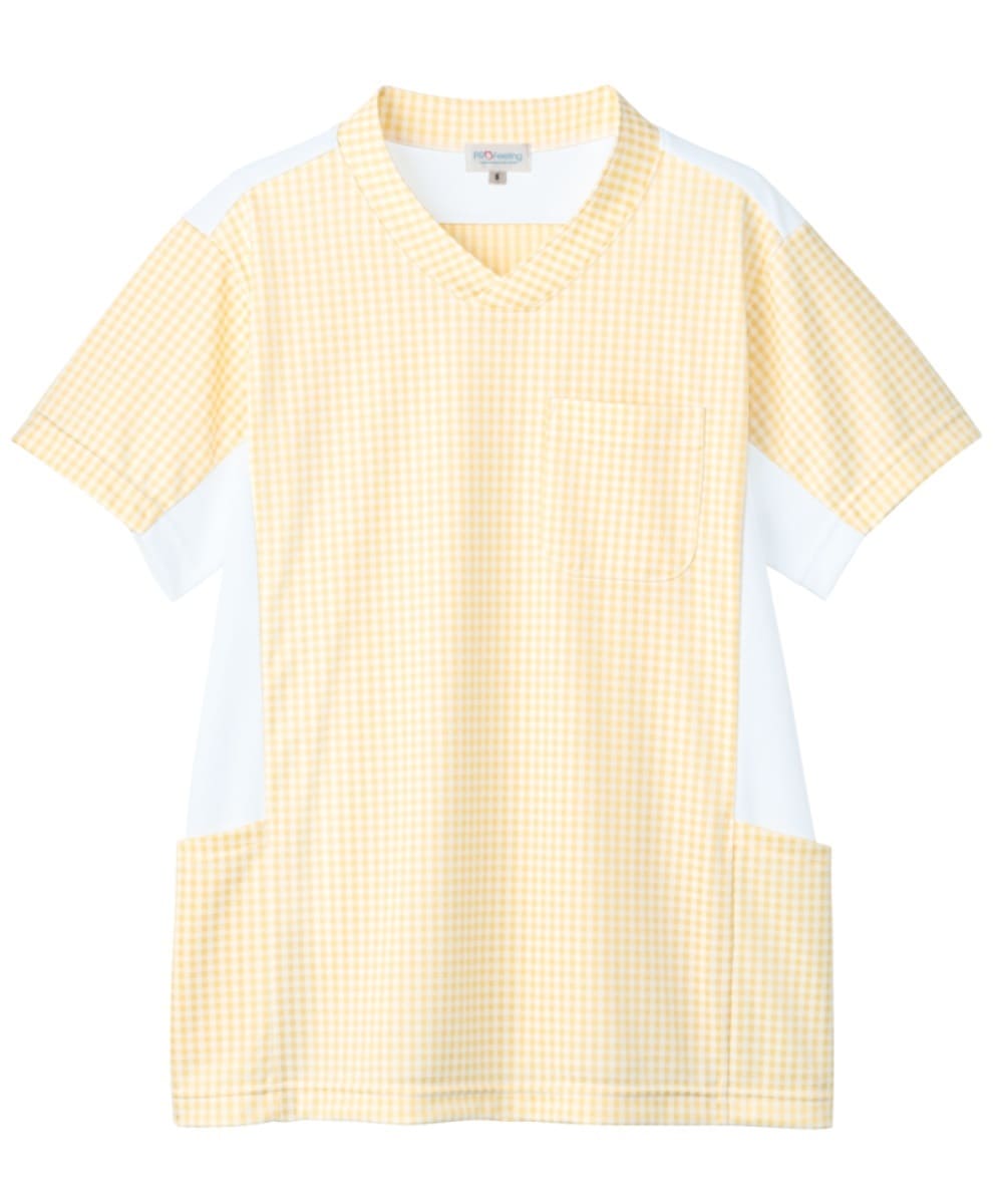 PT319-85　男女兼用ニットギンガムスクラブ　ペールオレンジ