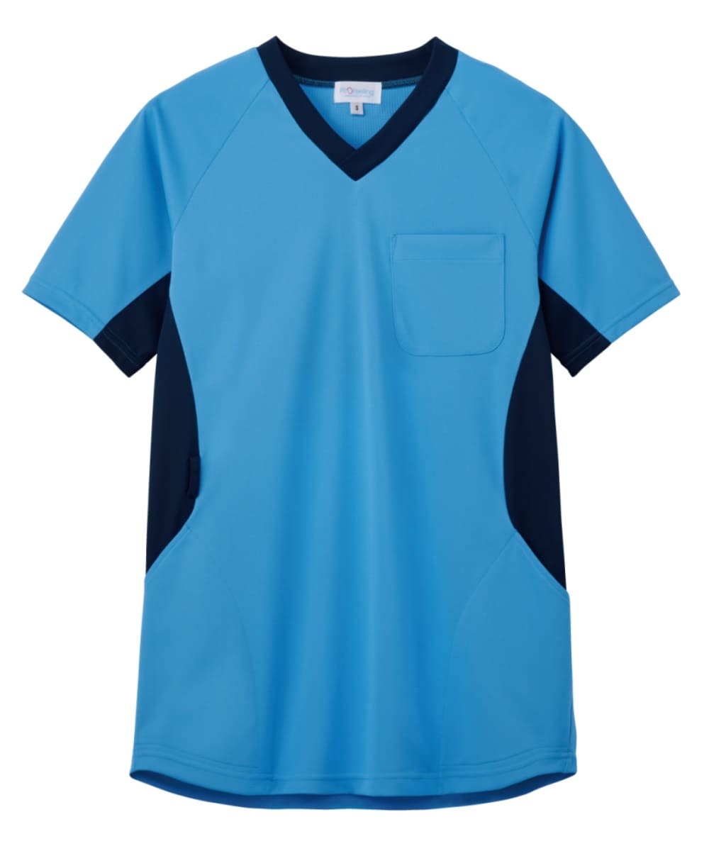 PT332-34　男女兼用ニットスクラブ　フレッシュブルー