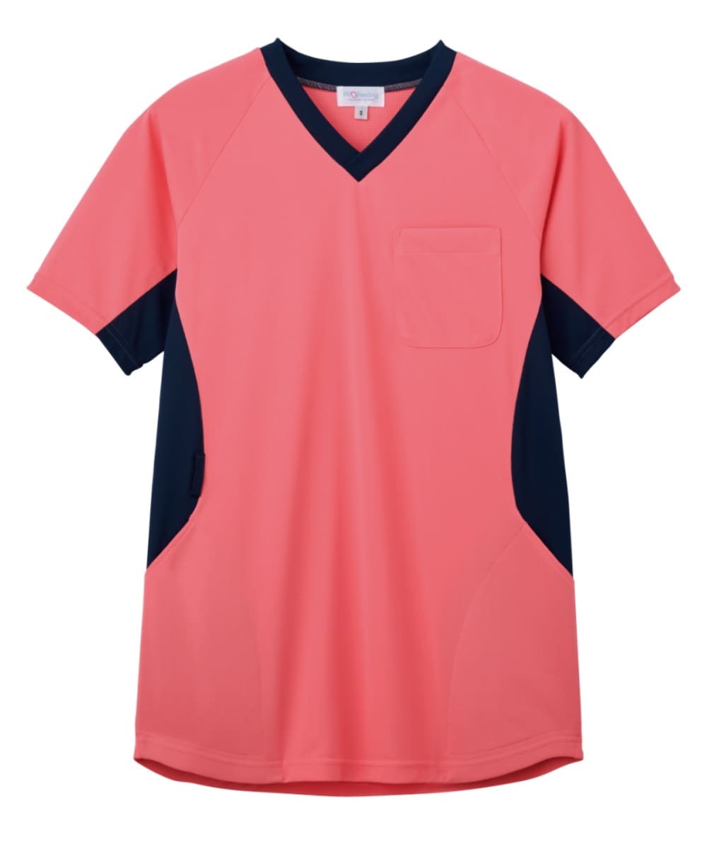 PT332-75　男女兼用ニットスクラブ　コーラルピンク