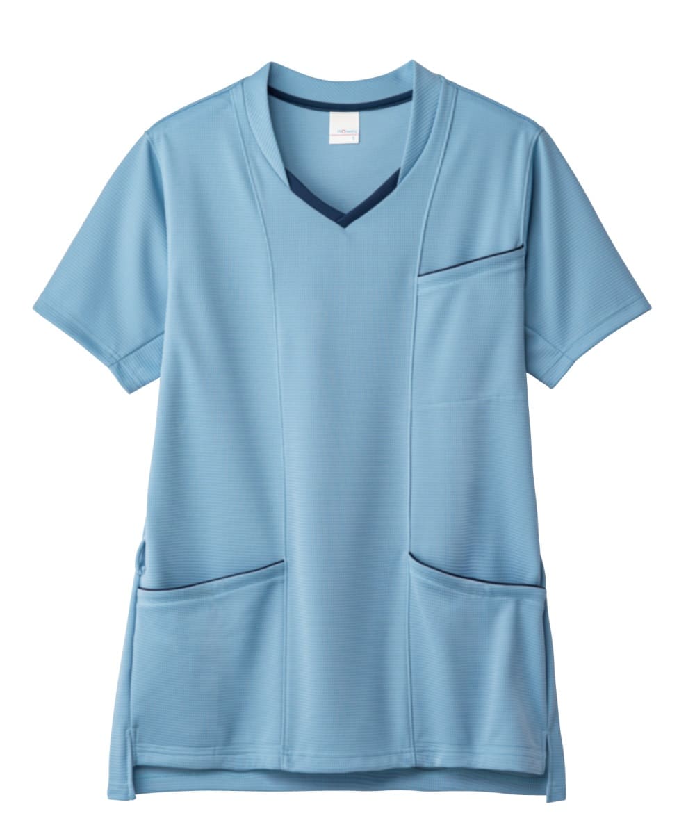 PT333-33　男女兼用ニットスクラブ　グレイッシュブルー