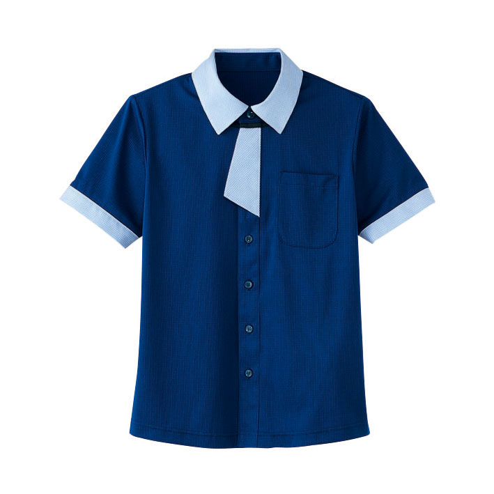 HM2629-6　男女兼用半袖ニットシャツ　海