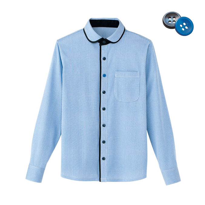HM2658-6　男女兼用長袖ニットシャツ　青空