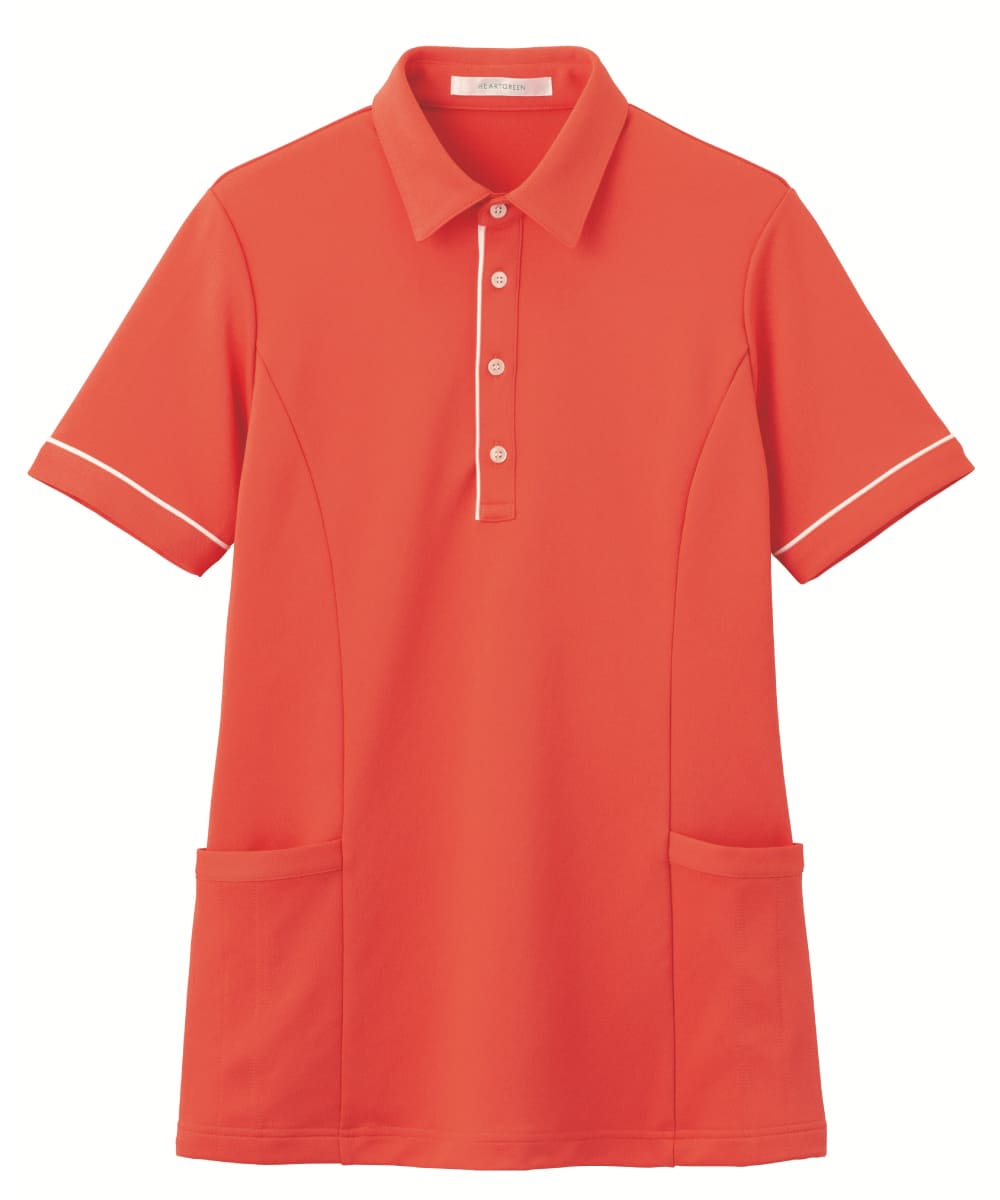 【キャンペーン商品】HSP004-29　男女兼用半袖ロングポロシャツ　コーラルピンク