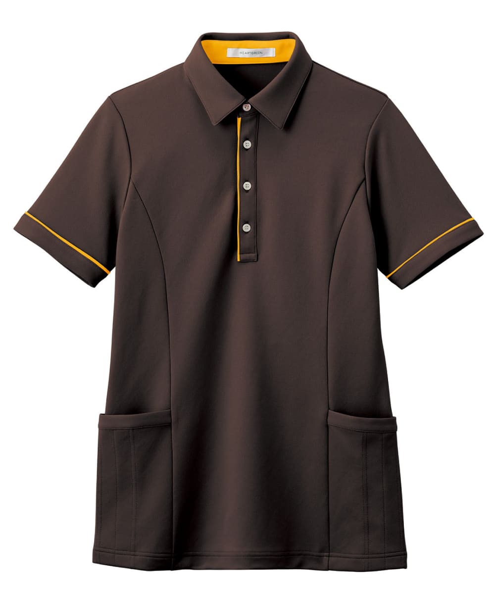 【キャンペーン商品】HSP004-3　男女兼用半袖ロングポロシャツ　アースブラウン