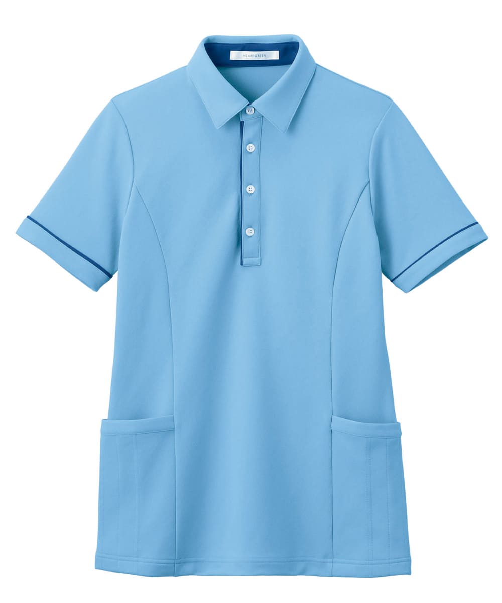 【キャンペーン商品】HSP004-6　男女兼用半袖ロングポロシャツ　クリアスカイ