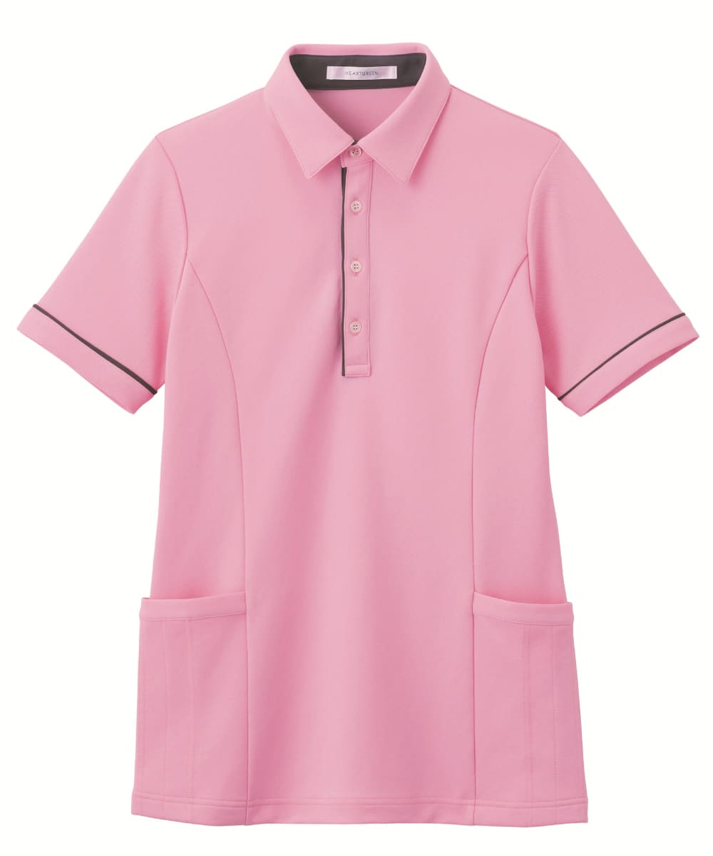 【キャンペーン商品】HSP004-9　男女兼用半袖ロングポロシャツ　ブロッサムピンク