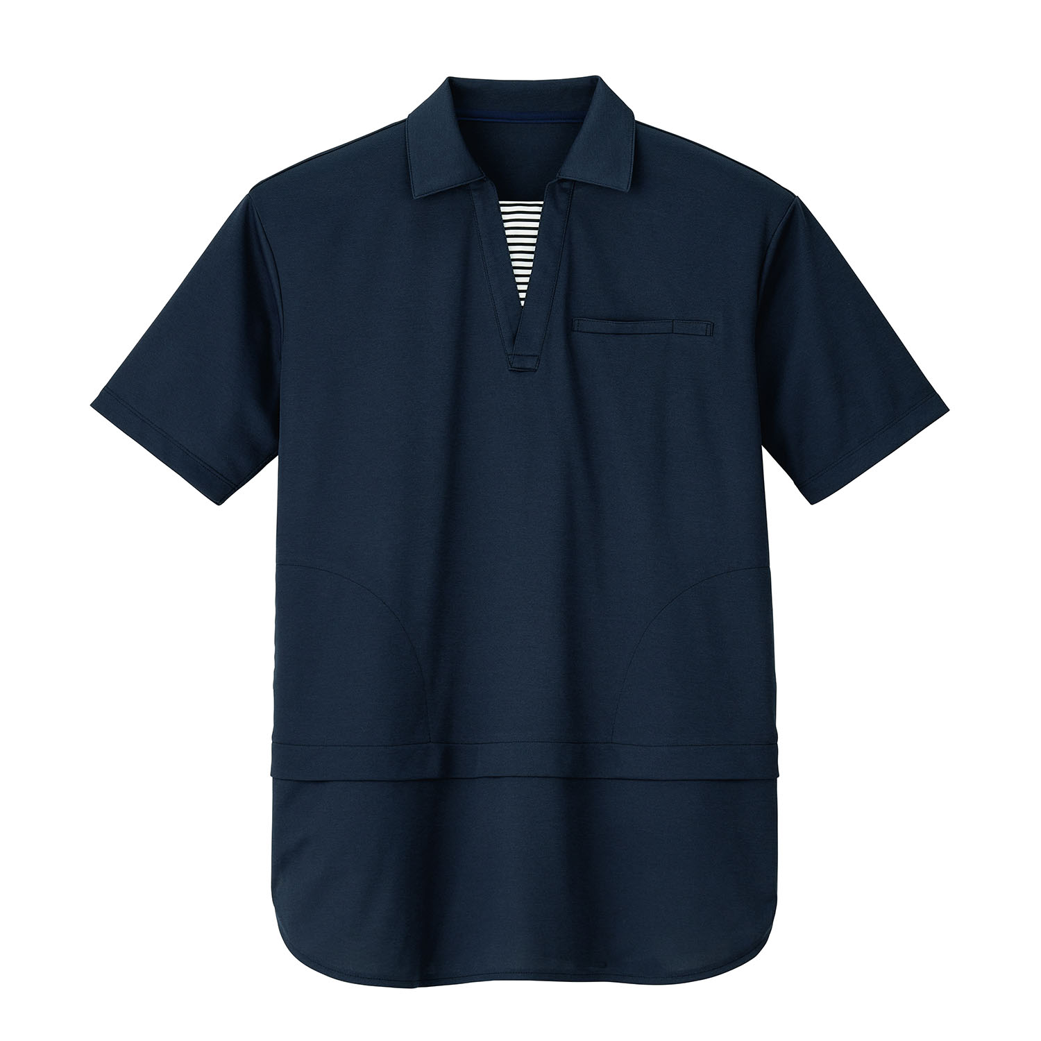 HSP018-2　男女兼用半袖ロングポロシャツ　ナイトスカイネイビー