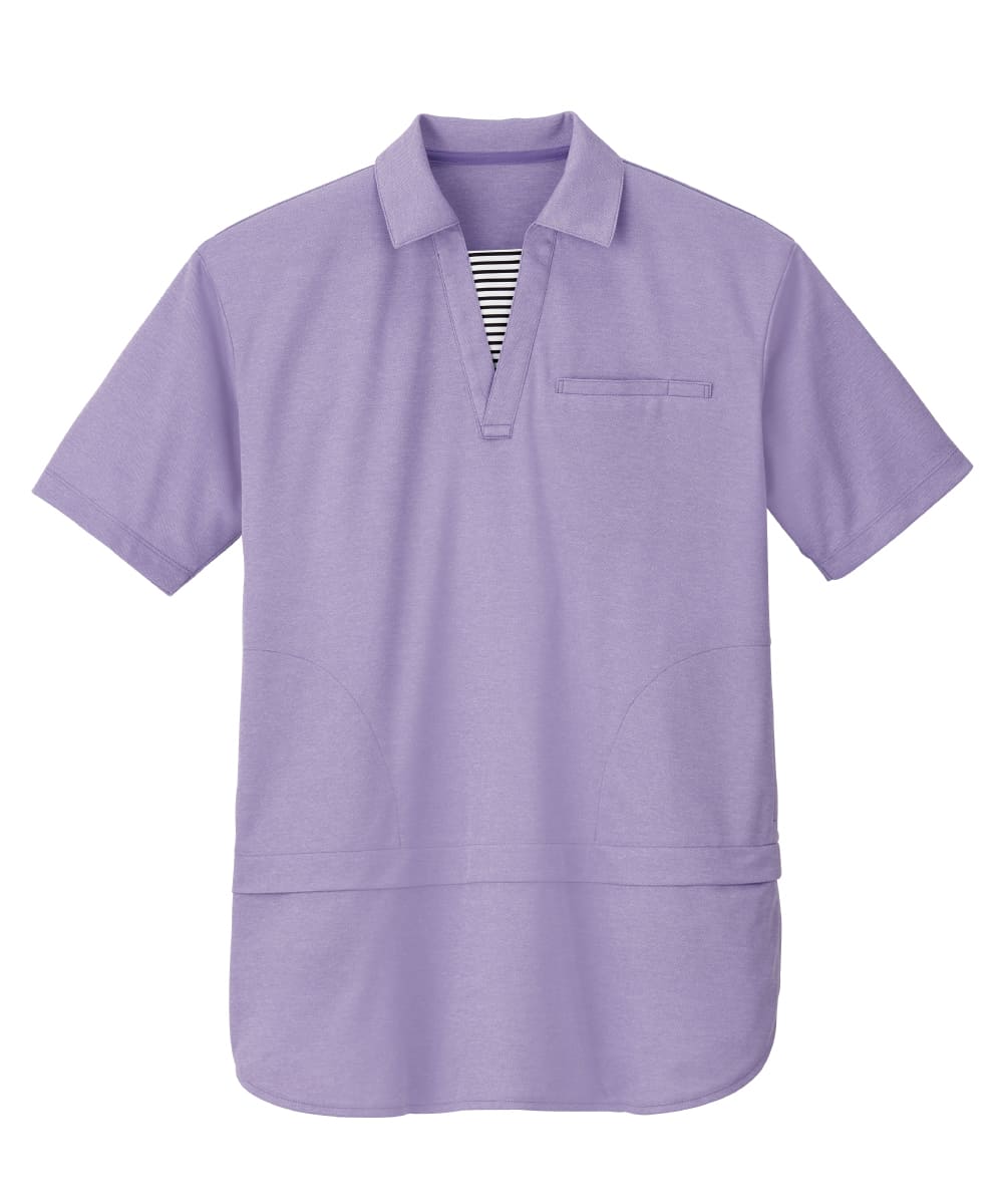 【キャンペーン商品】HSP018-7　男女兼用半袖ロングポロシャツ　リラクシングパープル