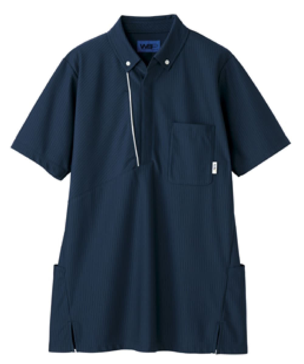 65672　男女兼用ロングポロシャツ　ネイビーブルー