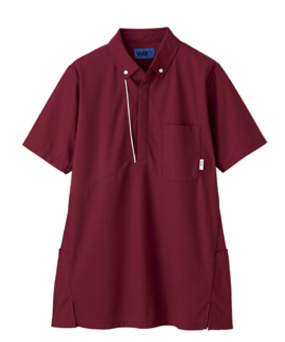 65673　男女兼用ロングポロシャツ　ボルドー