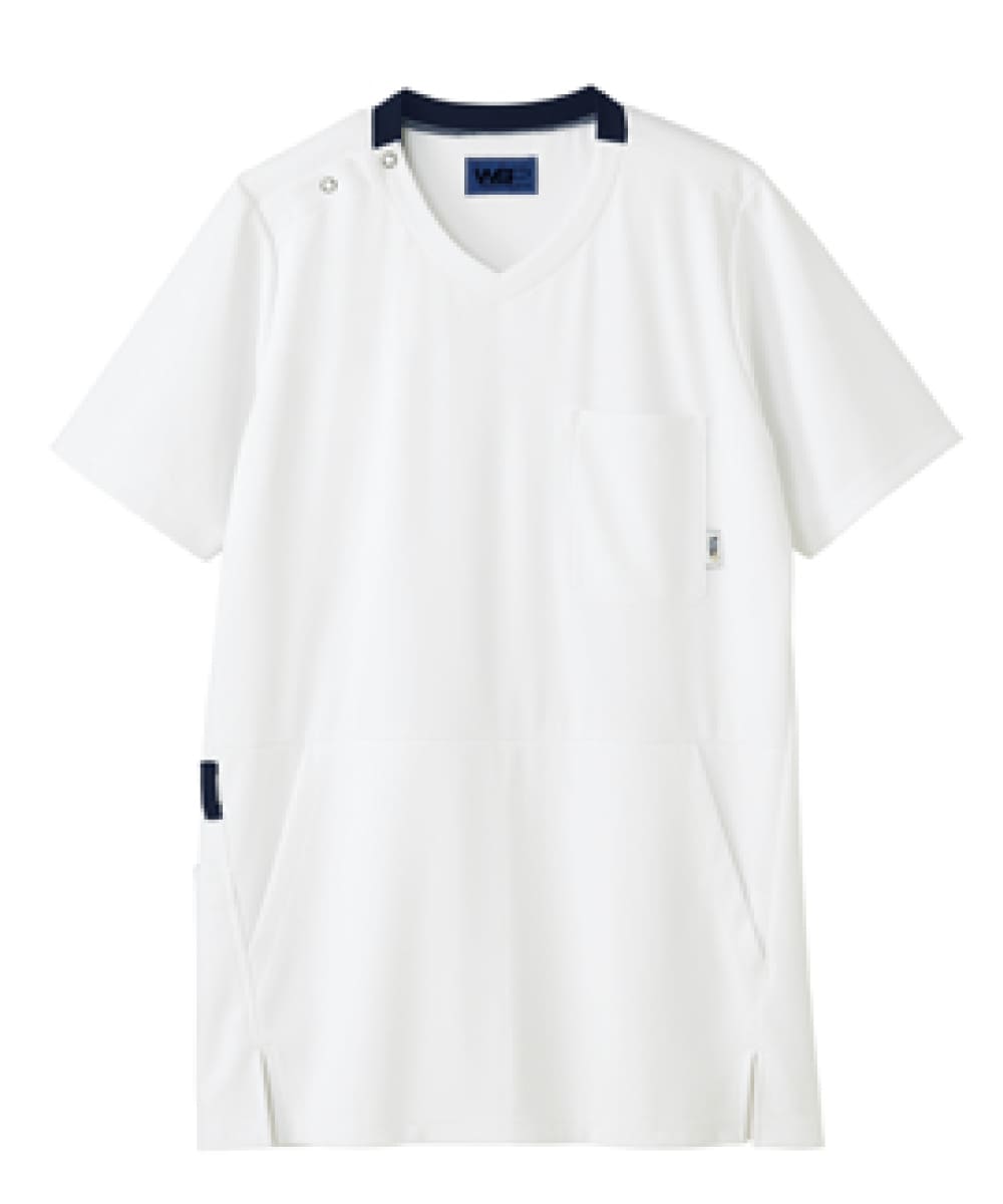 65688　男女兼用スクラブ　ホワイト