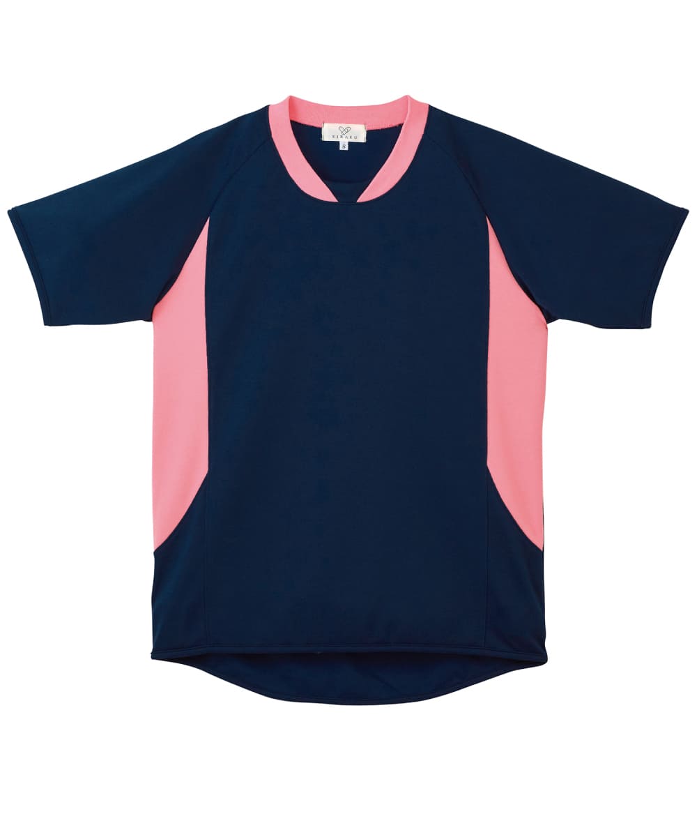 CR108-90　入浴介助用シャツ　ネイビー×ピーチ