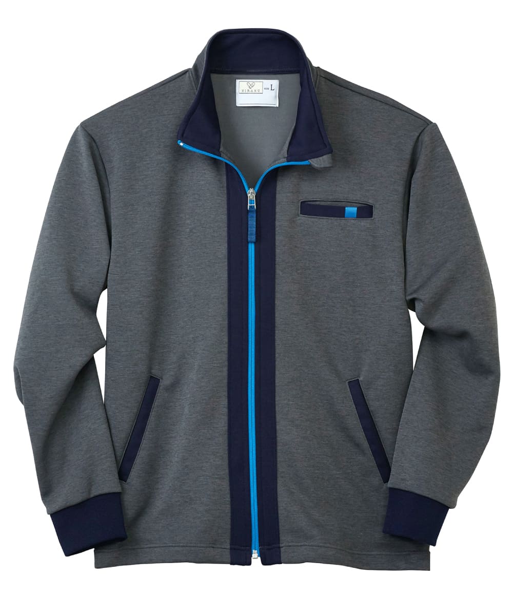 CR176-75　ジャケット　グレーモク×ブルー