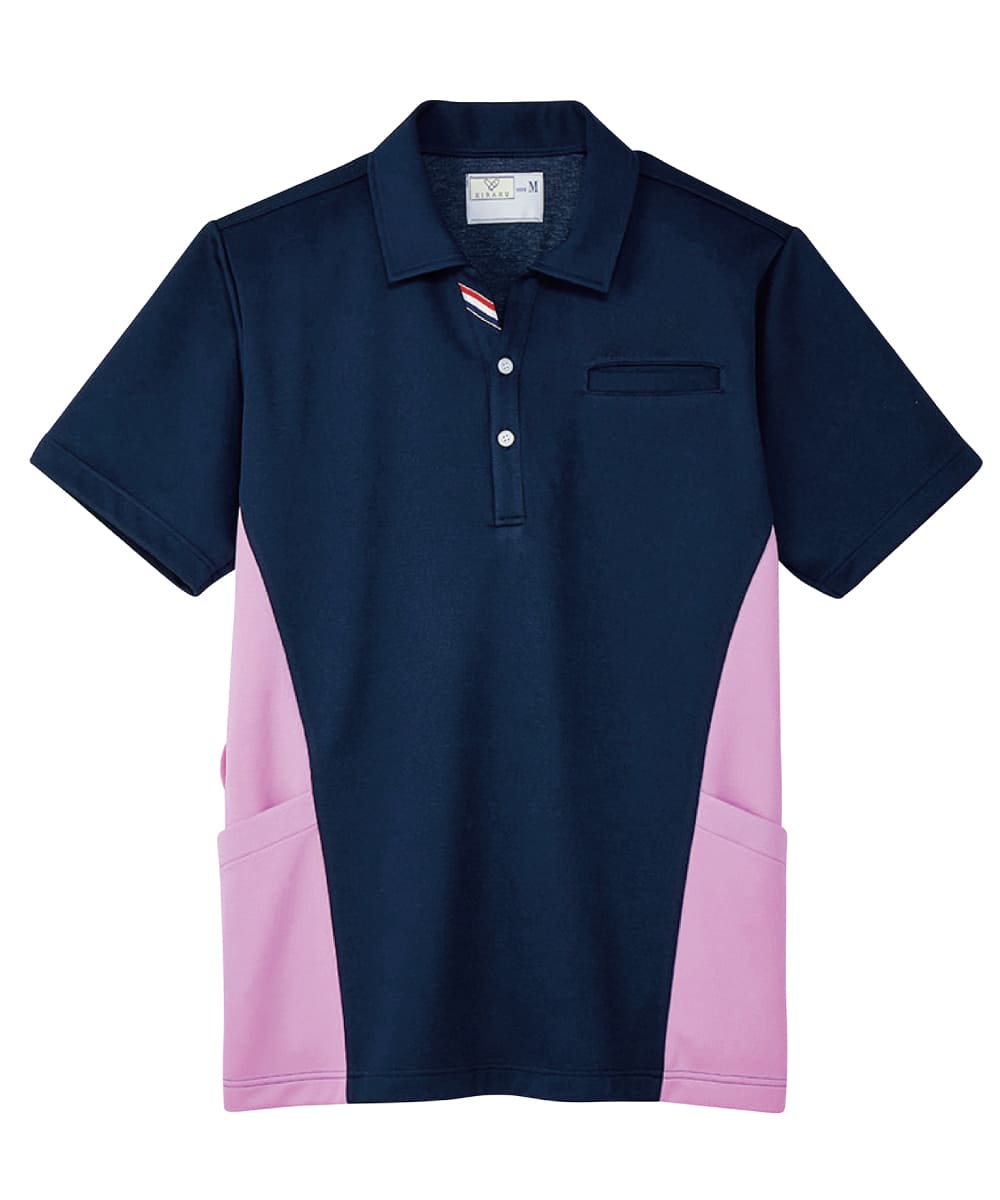 CR182-82　ケアワークシャツ　ネイビー×モーベット