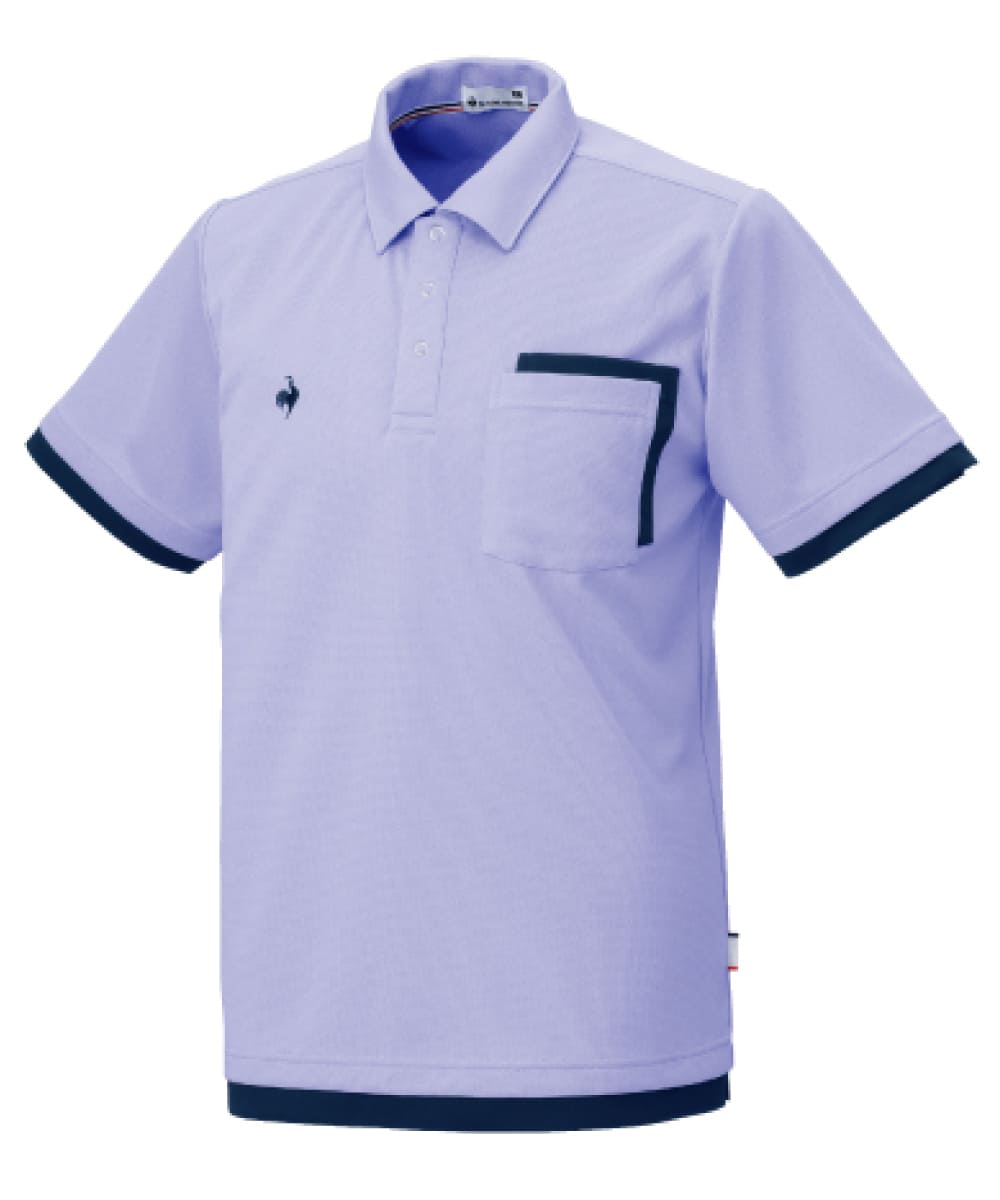 UZL3211-12　男女兼用ニットシャツ　ラベンダー×ネイビー