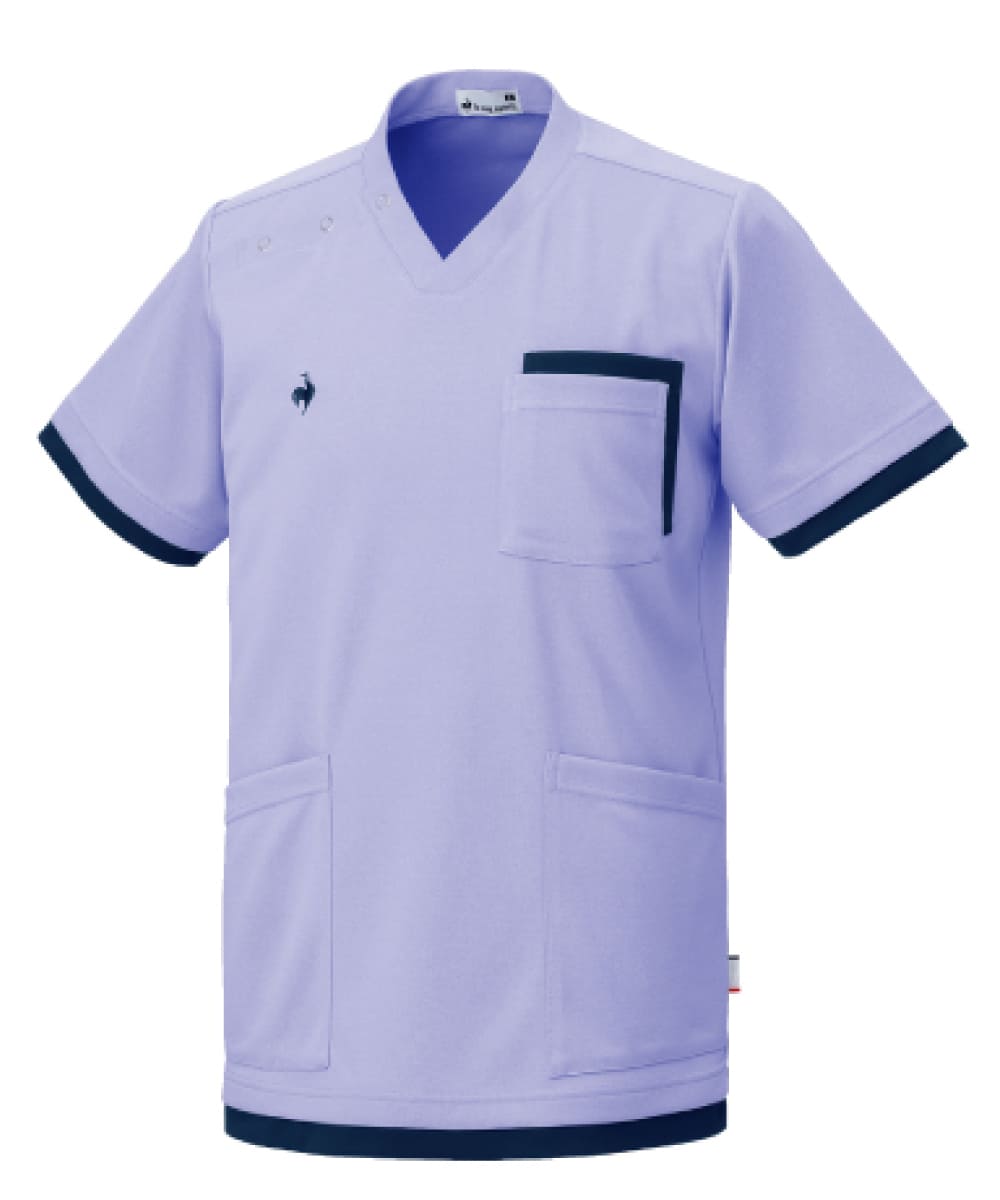 UZL3212-12　男女兼用ニットスクラブ　ラベンダー×ネイビー