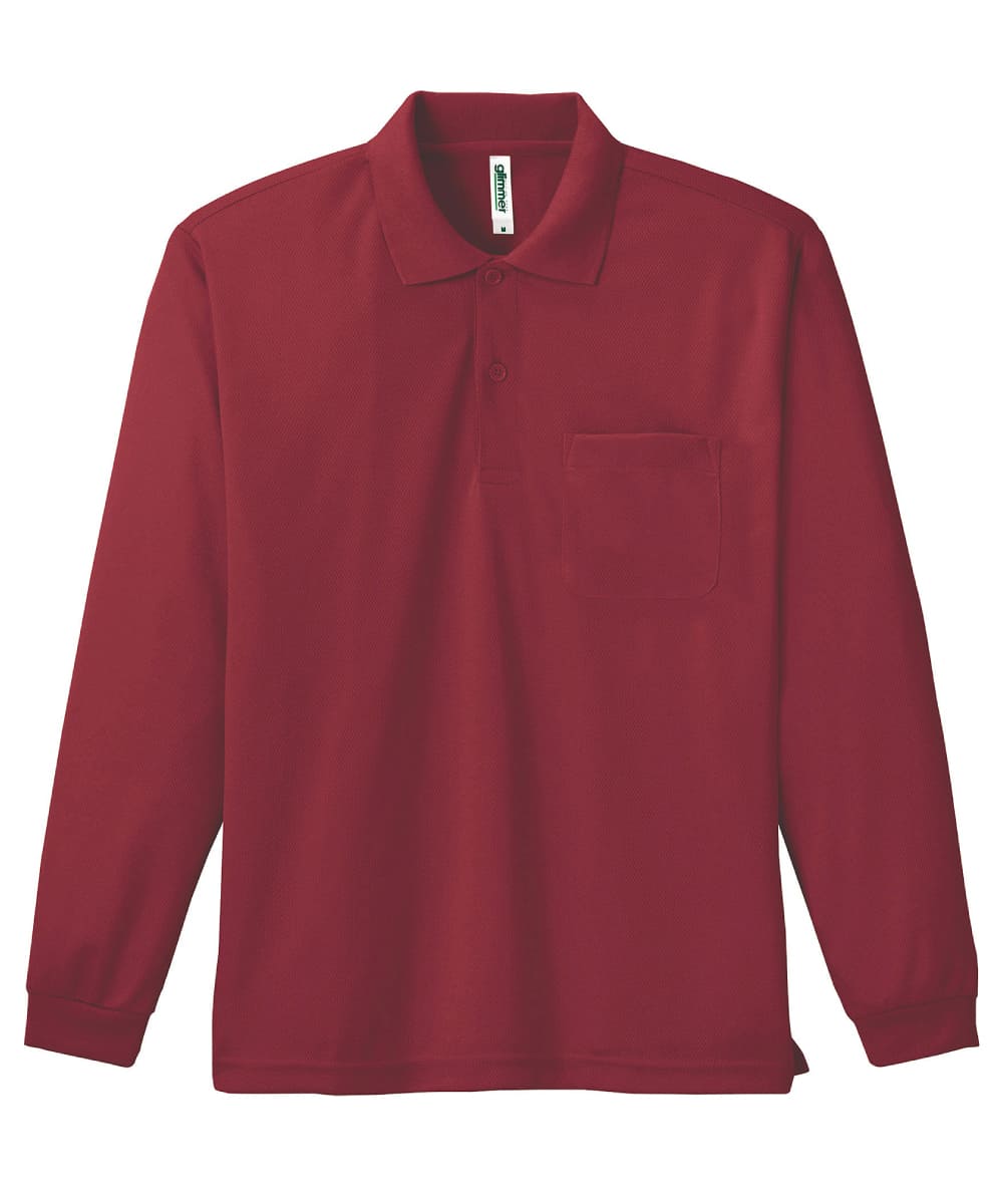 00335-ALP-112　4.4オンスドライ長袖ポロシャツ(ポケット付)　バーガンディ