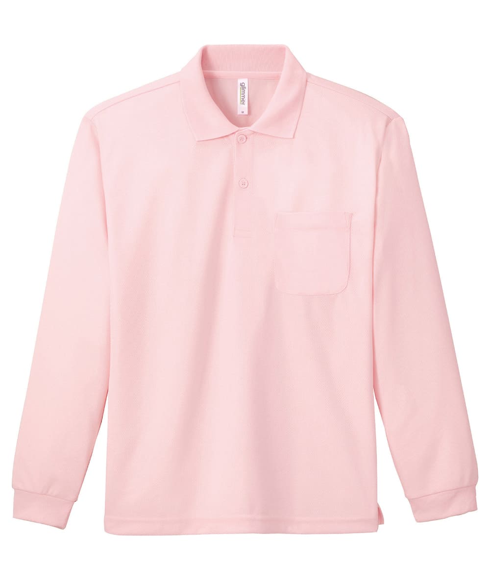 00335-ALP-132　4.4オンスドライ長袖ポロシャツ(ポケット付)　ライトピンク