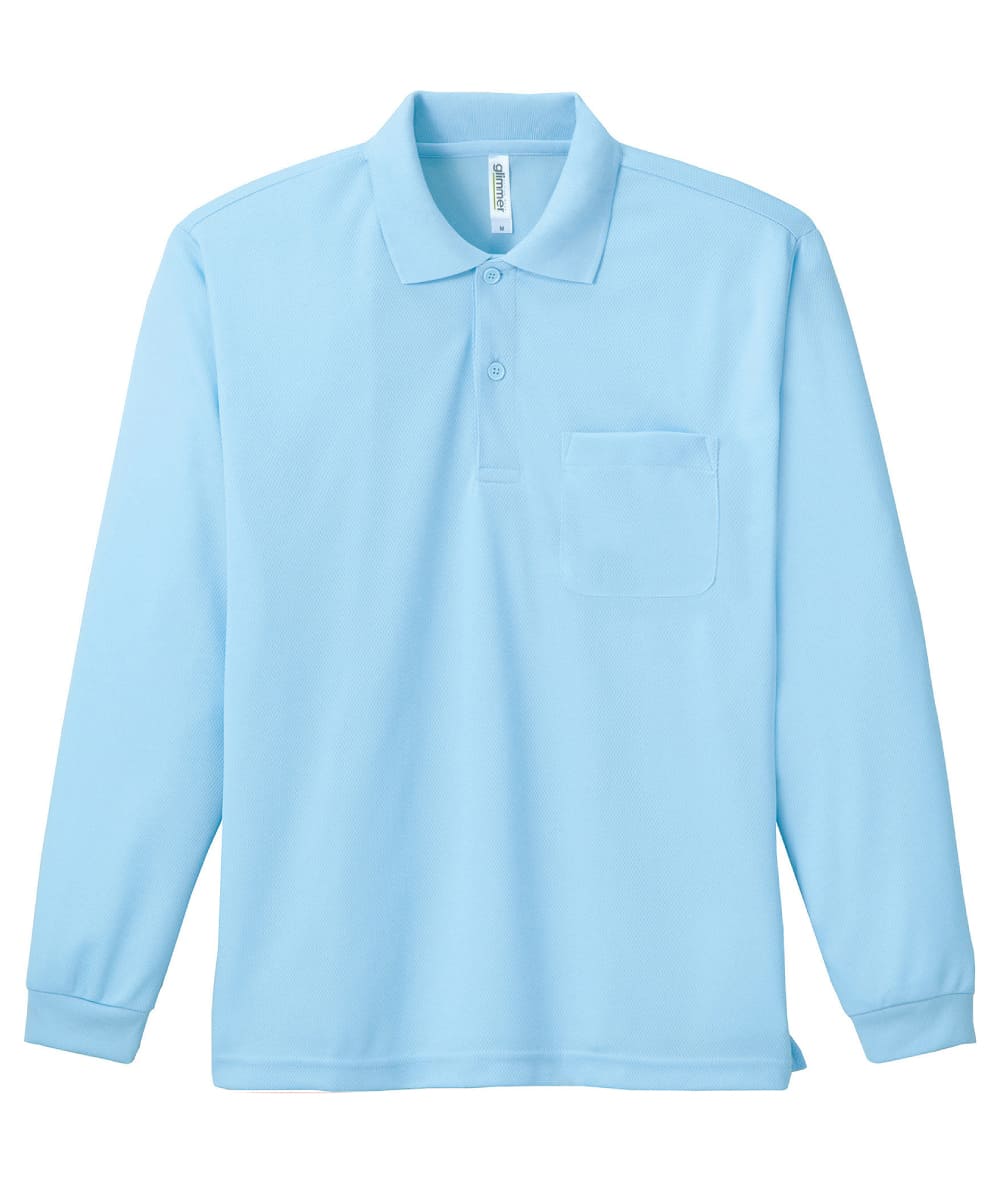 00335-ALP-133　4.4オンスドライ長袖ポロシャツ(ポケット付)　ライトブルー