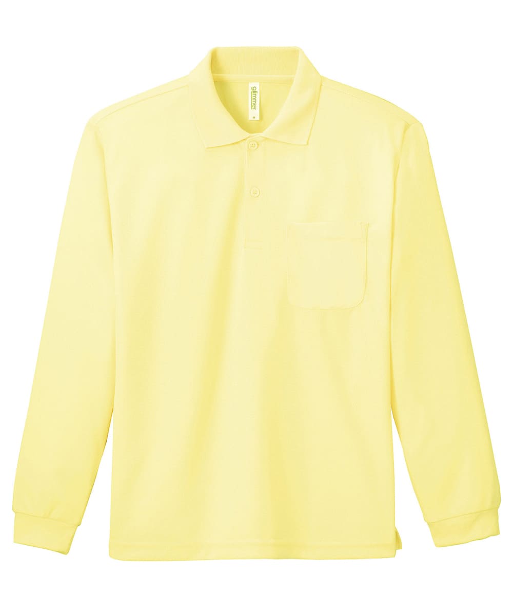 00335-ALP-134　4.4オンスドライ長袖ポロシャツ(ポケット付)　ライトイエロー