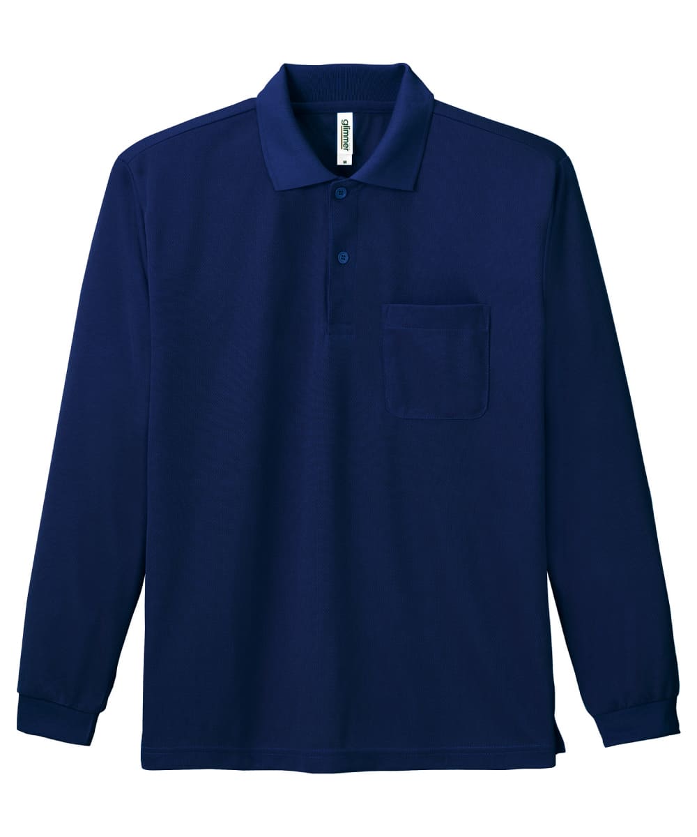 00335-ALP-167　4.4オンスドライ長袖ポロシャツ(ポケット付)　メトロブルー
