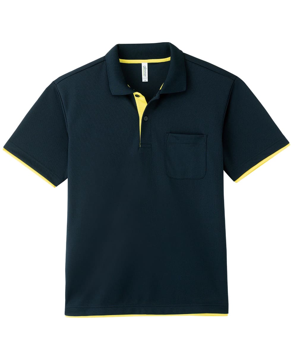 00339-AYP-312　4.4オンスドライレイヤードポロシャツ　ネイビー×イエロー