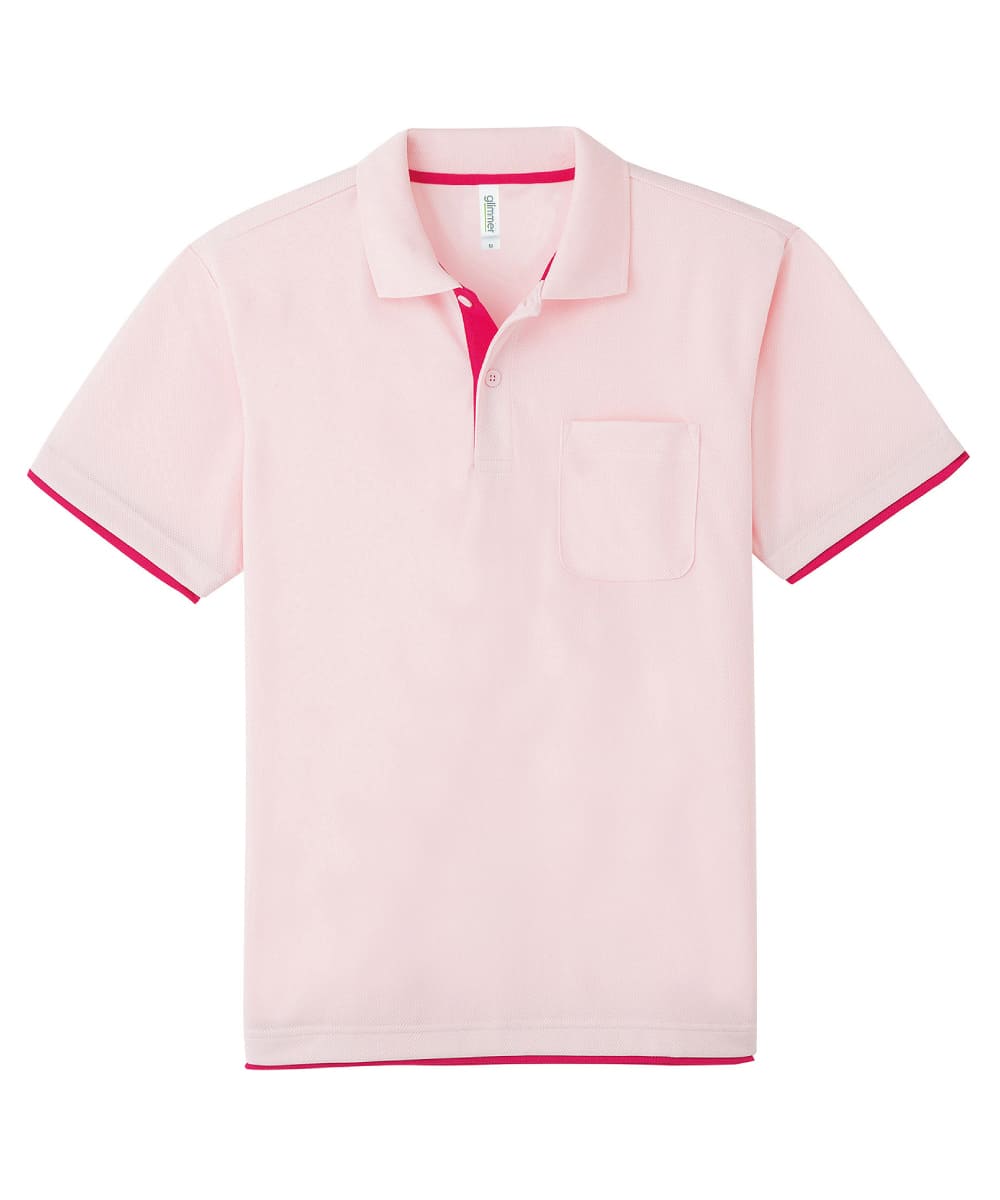 00339-AYP-665　4.4オンスドライレイヤードポロシャツ　ライトピンク×ホットピンク