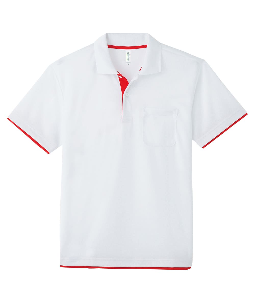 00339-AYP-710　4.4オンスドライレイヤードポロシャツ　ホワイト×レッド