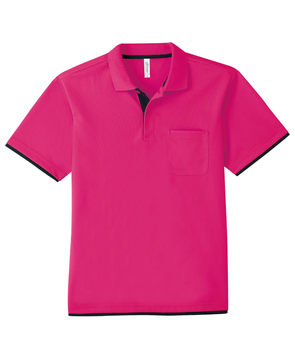 00339-AYP-895　4.4オンスドライレイヤードポロシャツ　ホットピンク×ブラック