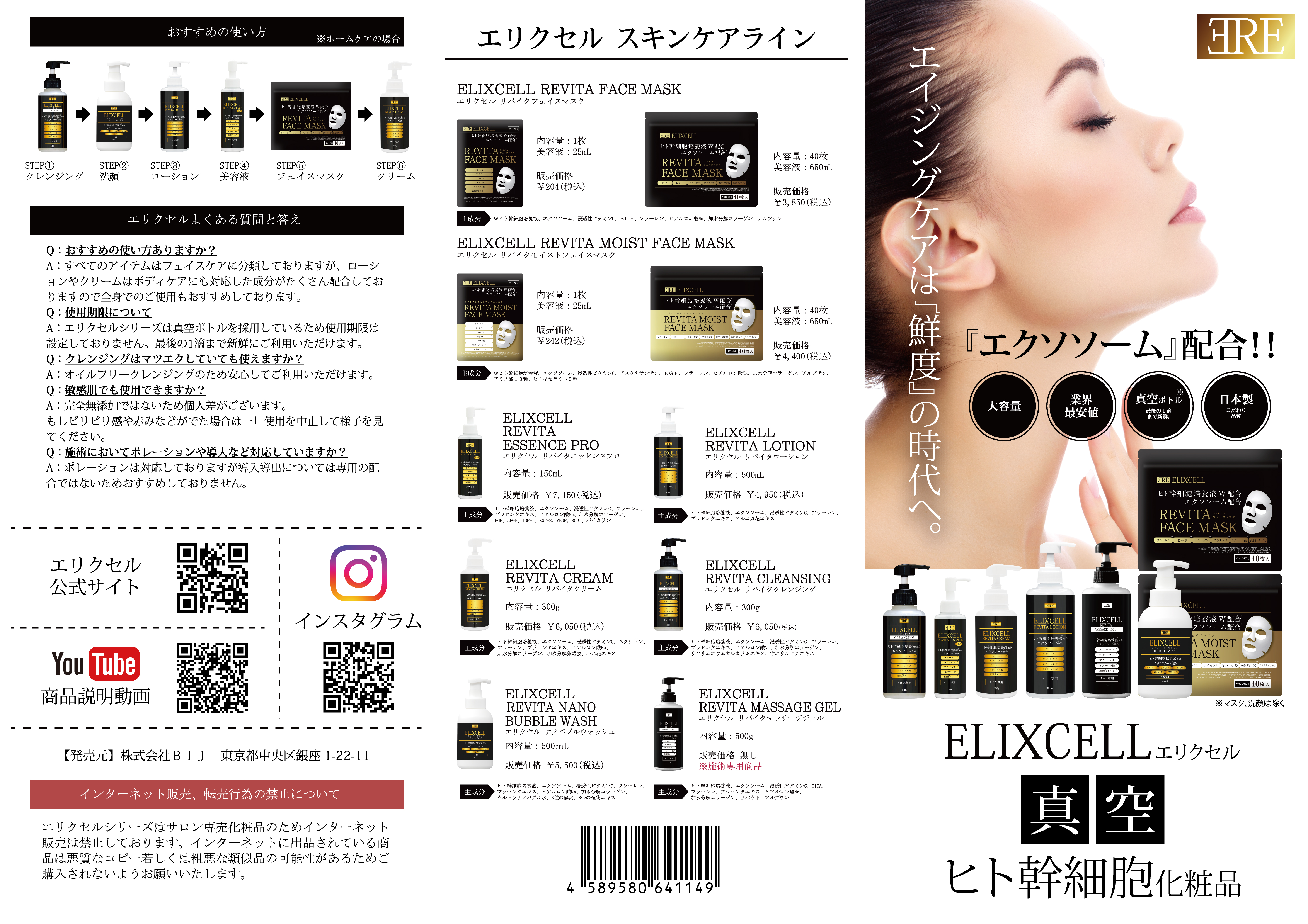 エリクセル販促用三つ折りリーフレット10部