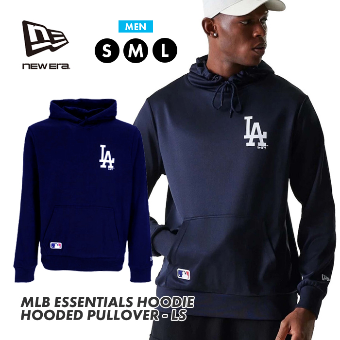 NEW ERA MLB ESSENTIALS HOODIE HOODED PULLOVER - LS ／ ニューエラ メンズ MLB エッセンシャル ロサンゼルス・ドジャース プルオーバー フーディー