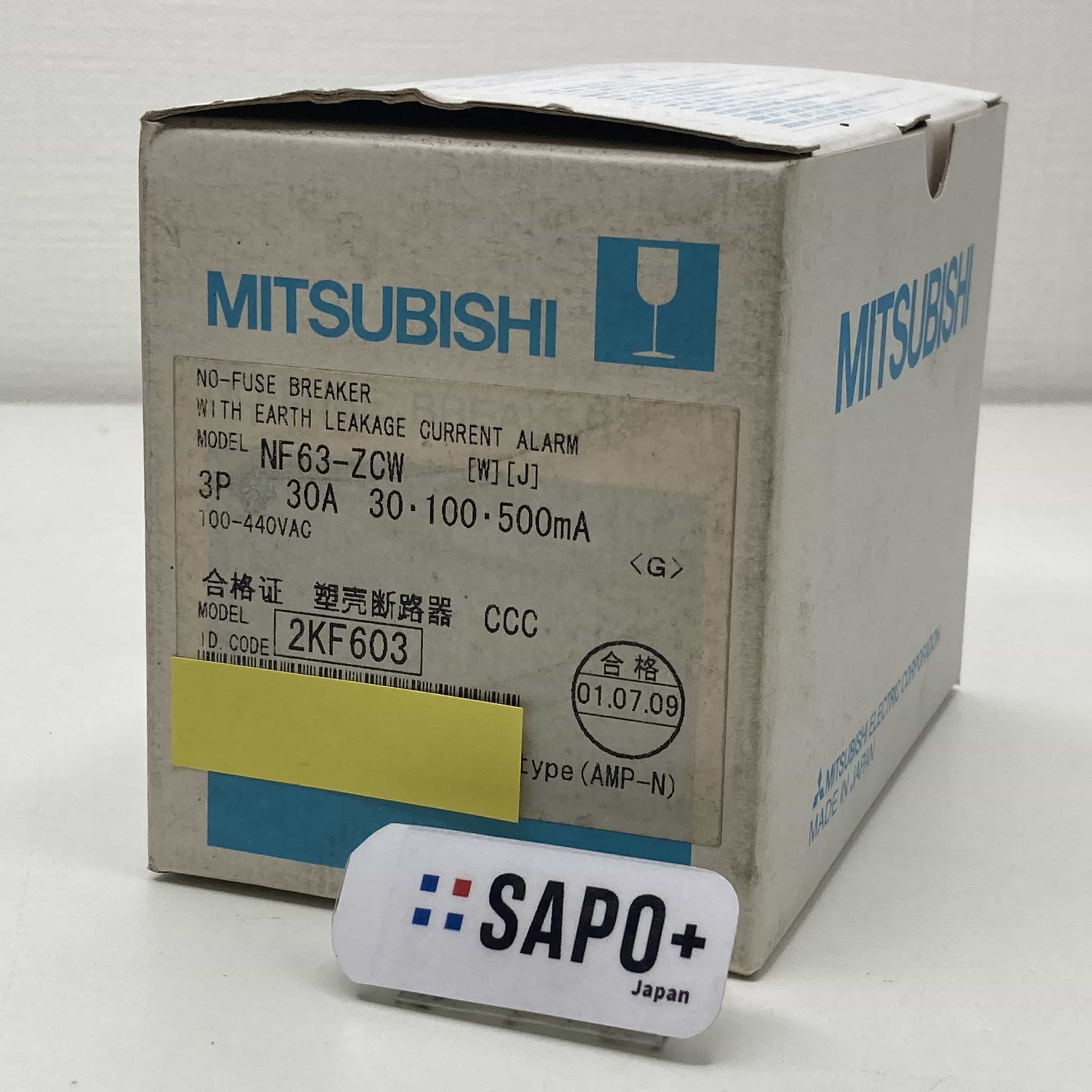 NF63-ZCW 3P 30A 2009年製 漏電遮断器（三菱電機：NVシリーズ 3極 30A フレーム63） 三菱電機
