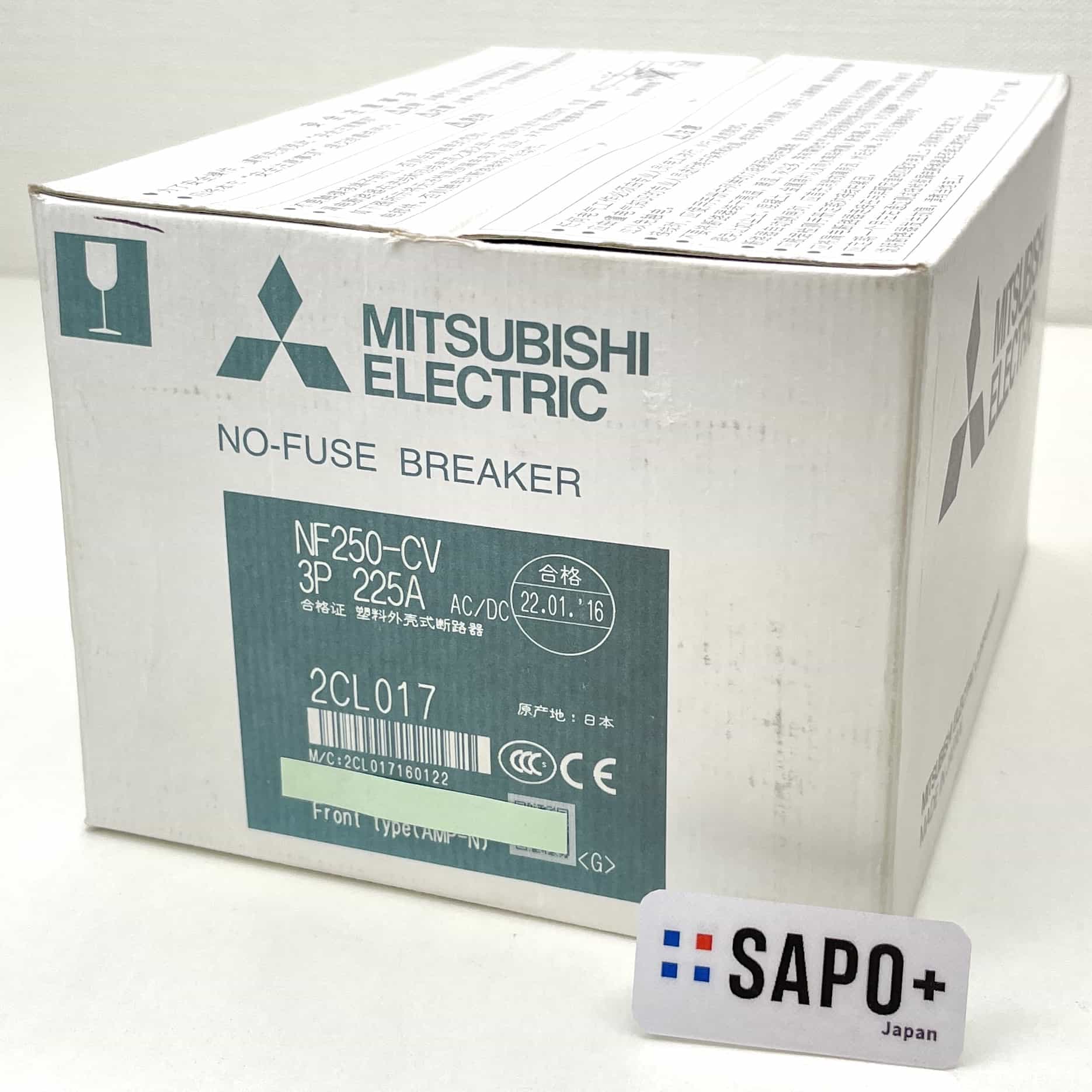 NF250-CV 3P 225A 2016年製 取付金具無 ノーヒューズ遮断器 三菱電機