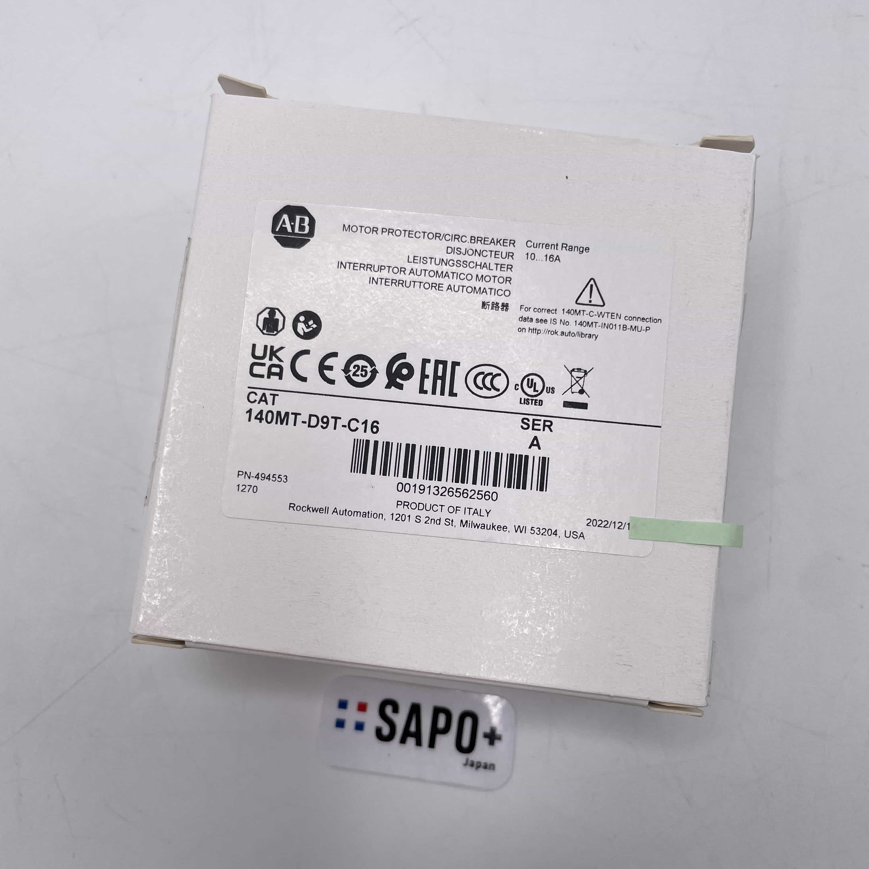 140MT-D9T-C16 2022年製 箱汚れ有/テープ付着有/テープ付着跡有 モータ保護用サーキットブレーカ Rockwell Automation