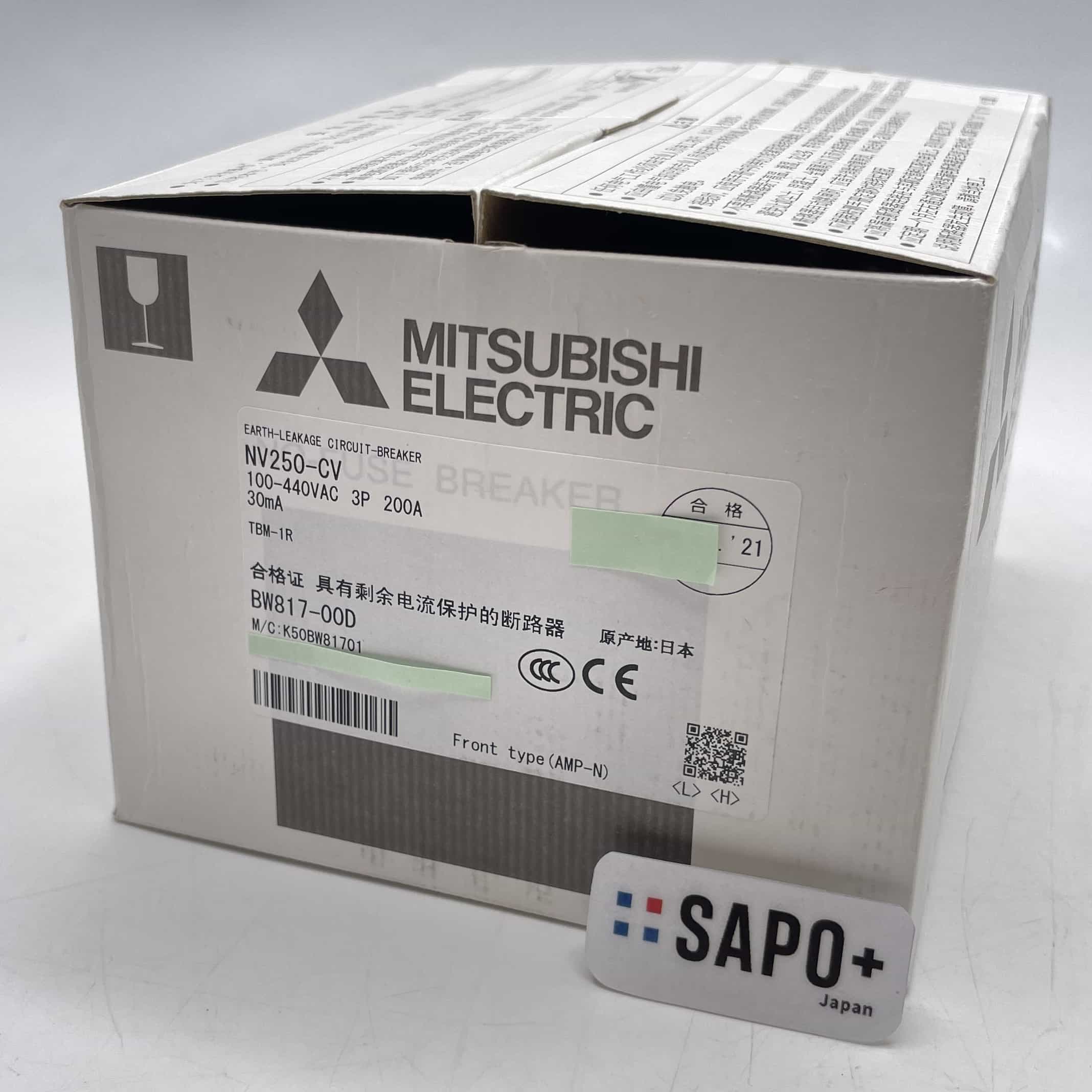 NV250-CV 100-440VAC 3P 200A 30mA 2021年製 漏電遮断器 三菱電機