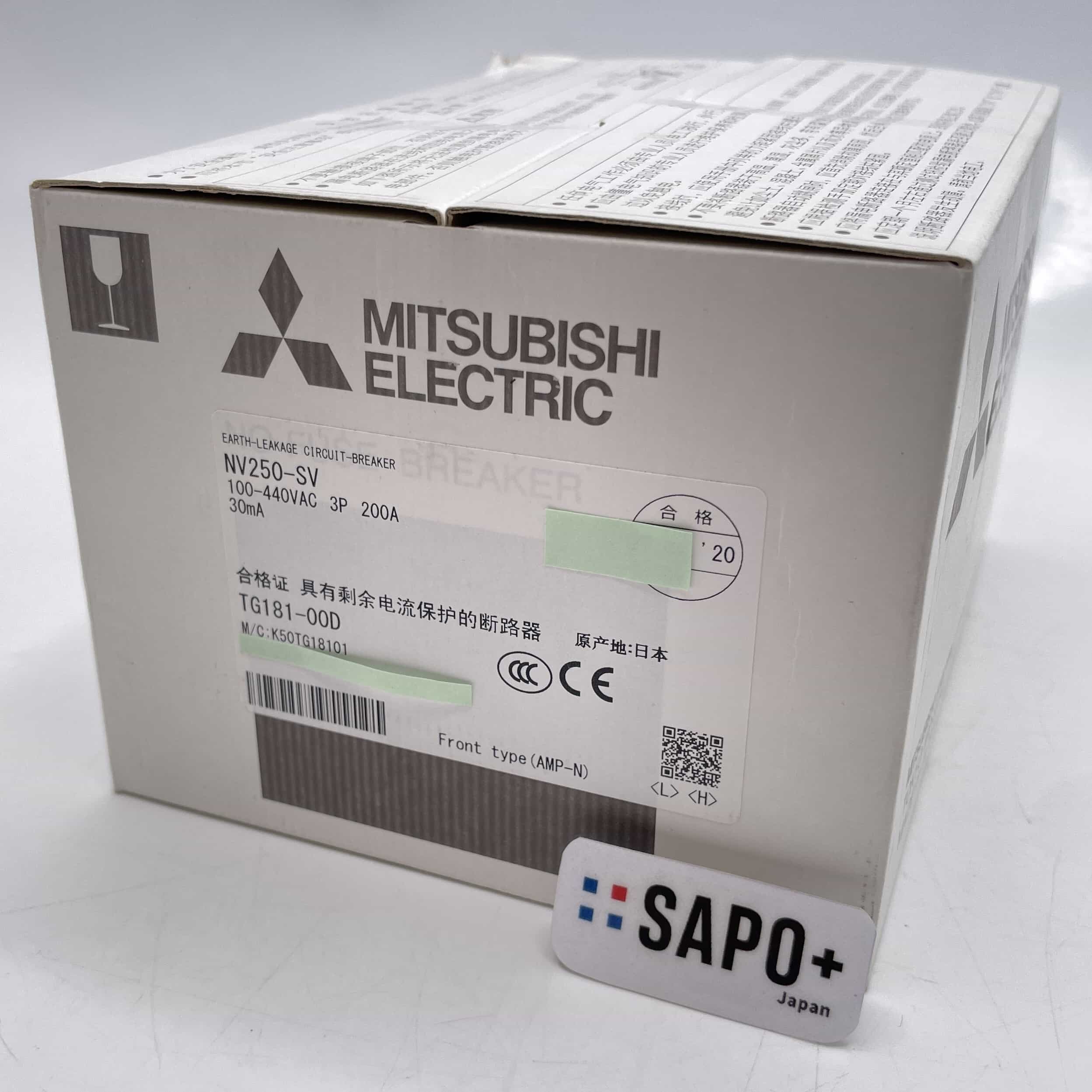 NV250-CV 100-440VAC 3P 200A 30mA 2020年製 漏電遮断器 三菱電機