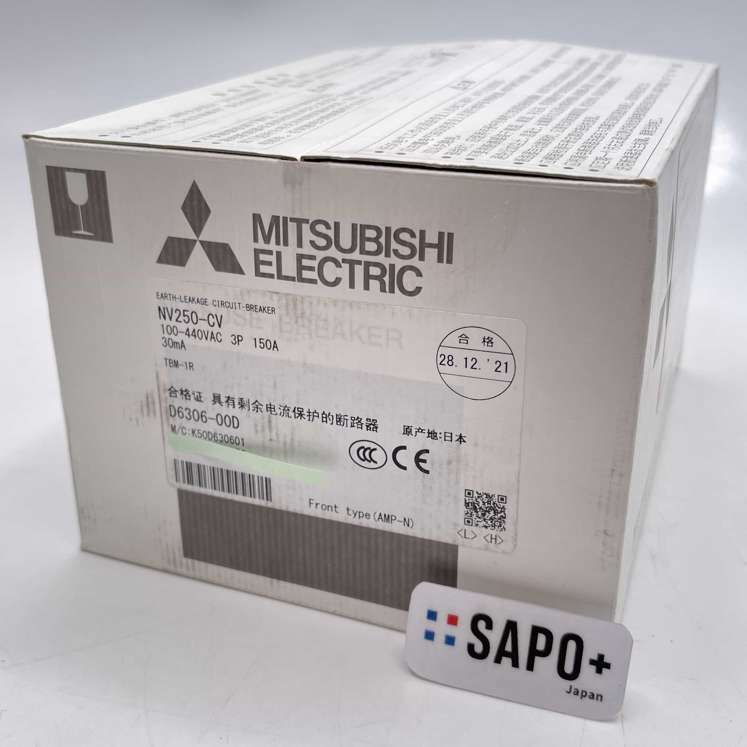 NV250-CV 100-440VAC 3P 150A 30mA 2021年製 漏電遮断器 三菱電機